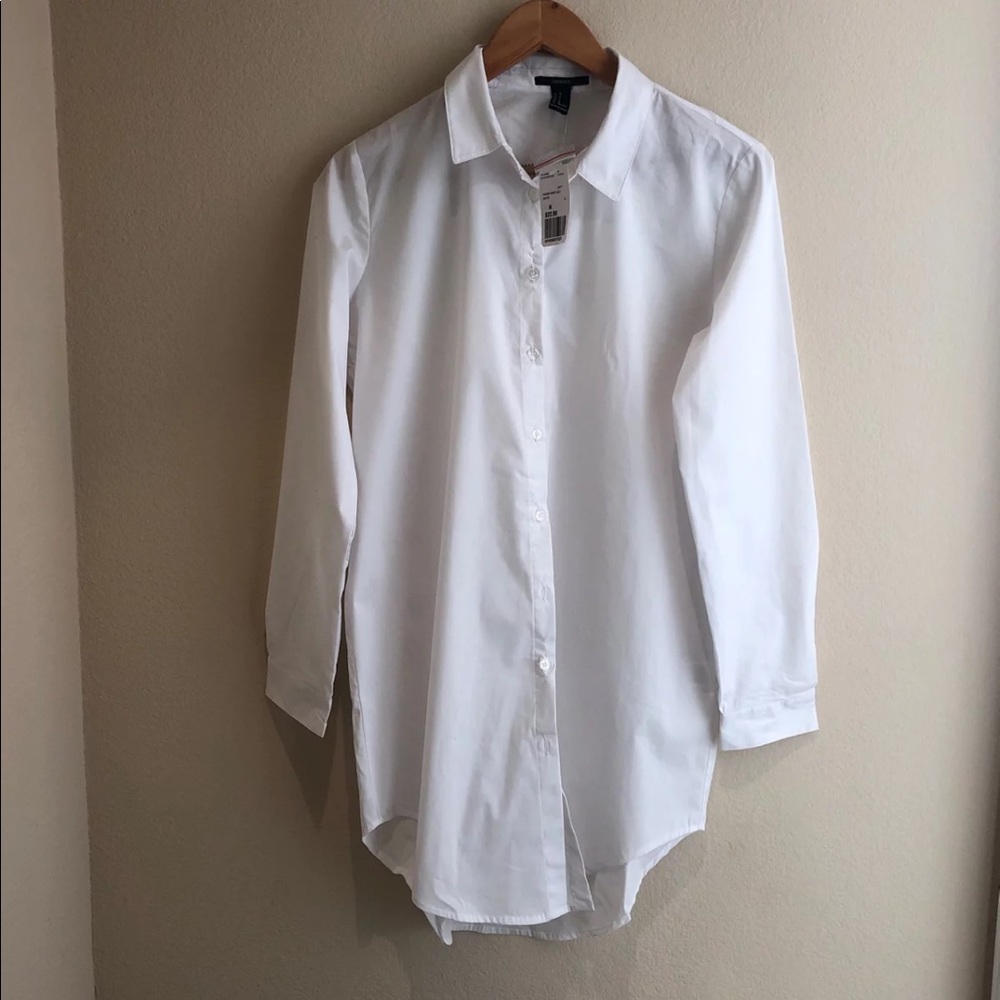 NWT Forever 21 woven white shirt M